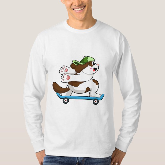Dog as Skater with Skateboard T-Shirt (Front)