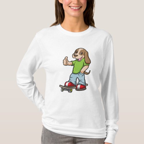 Dog as Skater with Skateboard T_Shirt