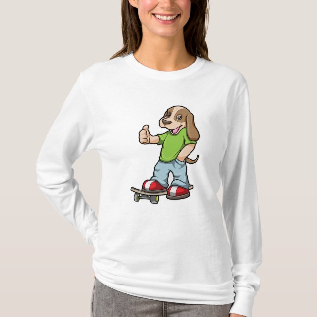 Dog as Skater with Skateboard T-Shirt (Front)