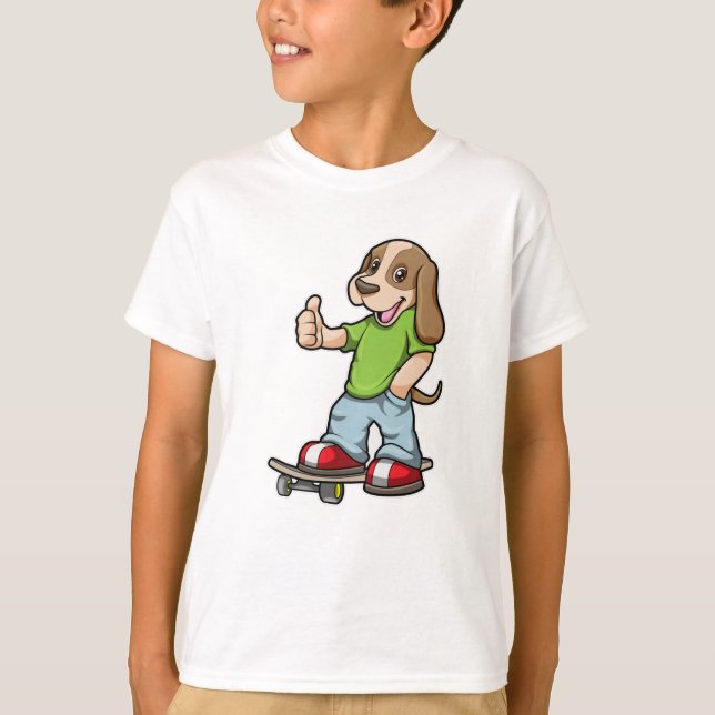 Dog as Skater with Skateboard T-Shirt (Front)