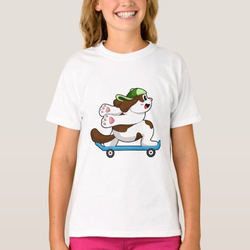 Dog as Skater with Skateboard T_Shirt