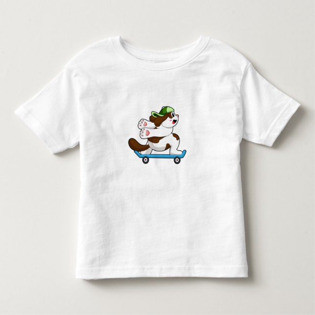 Dog as Skater with Skateboard Toddler T-shirt (Front)