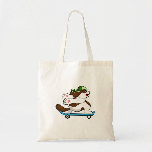 Dog as Skater with Skateboard Tote Bag (Front)