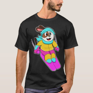 Dog as Skier with Ski Scarf T-Shirt