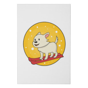 Dog as Skier with Skis Faux Canvas Print