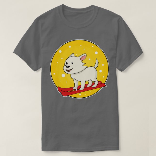 Dog as Skier with Skis T-Shirt (Design Front)