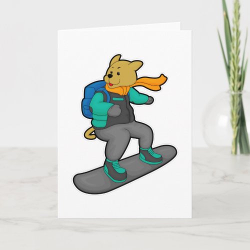 Dog as Snowboarder with Snowboard  Backpack Card