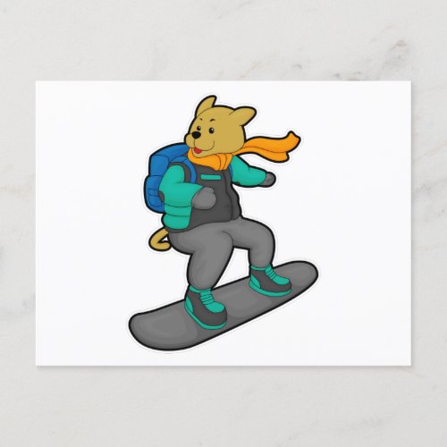 Dog as Snowboarder with Snowboard  Backpack Postcard