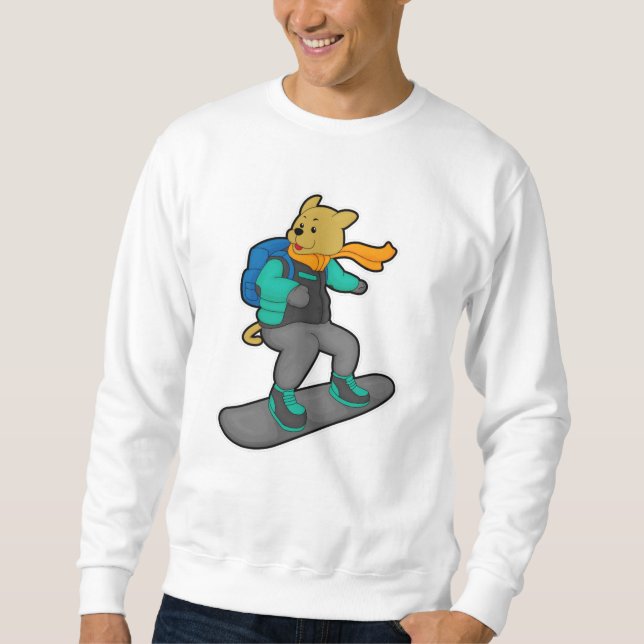 Dog as Snowboarder with Snowboard & Backpack Sweatshirt (Front)