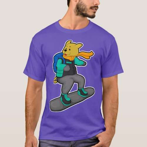 Dog as Snowboarder with Snowboard Backpack T_Shirt