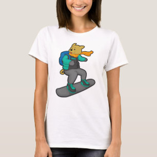 Dog as Snowboarder with Snowboard & Backpack T-Shirt