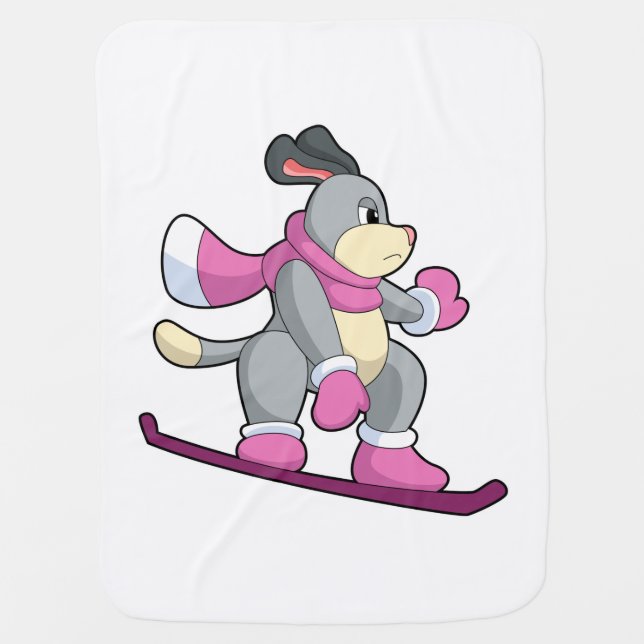 Dog as Snowboarder with Sonowboard Baby Blanket (Front)