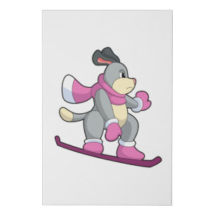 Dog as Snowboarder with Sonowboard Faux Canvas Print
