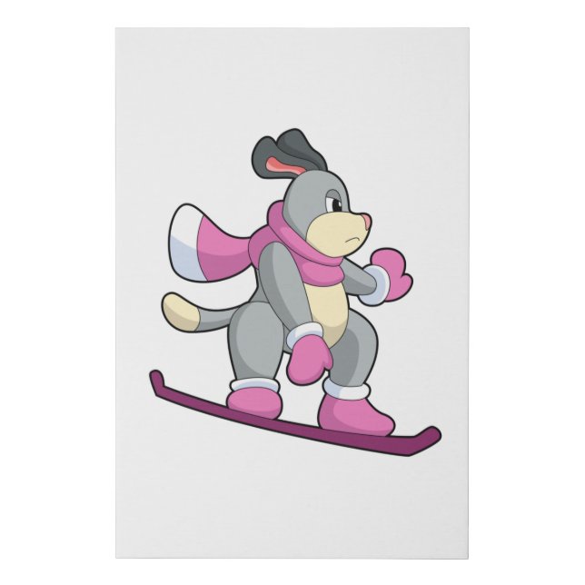 Dog as Snowboarder with Sonowboard Faux Canvas Print (Front)
