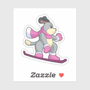 Dog as Snowboarder with Sonowboard Sticker