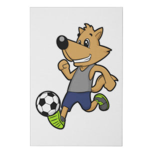 Dog as Soccer player at Soccer Faux Canvas Print