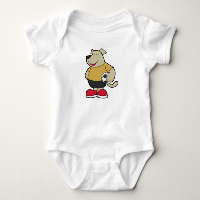 Dog as Soccer player with Soccer ball Baby Bodysuit (Front)