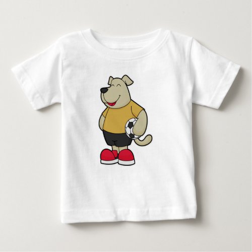 Dog as Soccer player with Soccer ball Baby T_Shirt