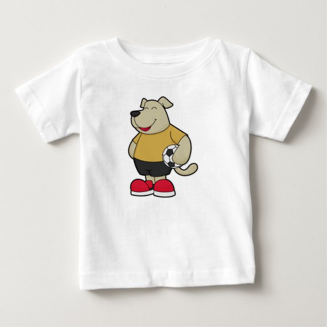 Dog as Soccer player with Soccer ball Baby T-Shirt (Front)