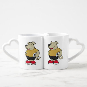 Dog as Soccer player with Soccer ball Coffee Mug Set