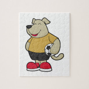 Dog as Soccer player with Soccer ball Jigsaw Puzzle