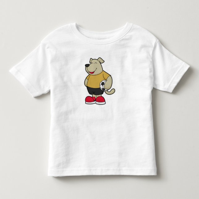 Dog as Soccer player with Soccer ball Toddler T-shirt (Front)