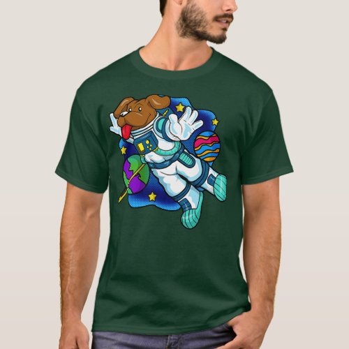 Dog as Spaceman in Space with Planets T_Shirt