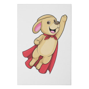 Dog as Superhero with Cape Faux Canvas Print