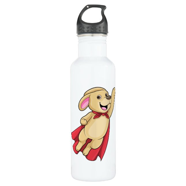 Dog as Superhero with Cape Stainless Steel Water Bottle (Front)