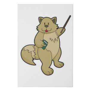 Dog as Teacher with Book & Pointer Faux Canvas Print