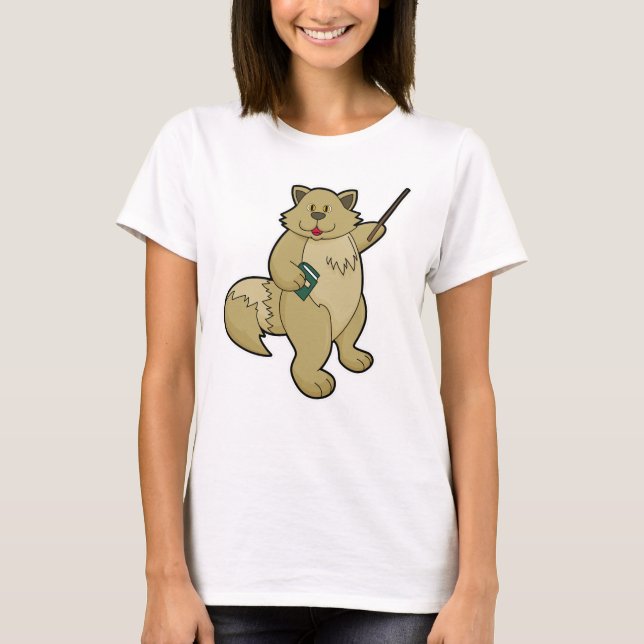 Dog as Teacher with Book & Pointer T-Shirt (Front)