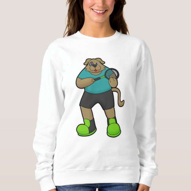 Dog as Tennis player with Tennis racket Sweatshirt (Front)