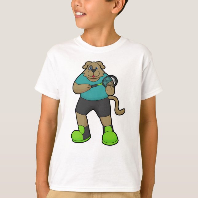 Dog as Tennis player with Tennis racket T-Shirt (Front)