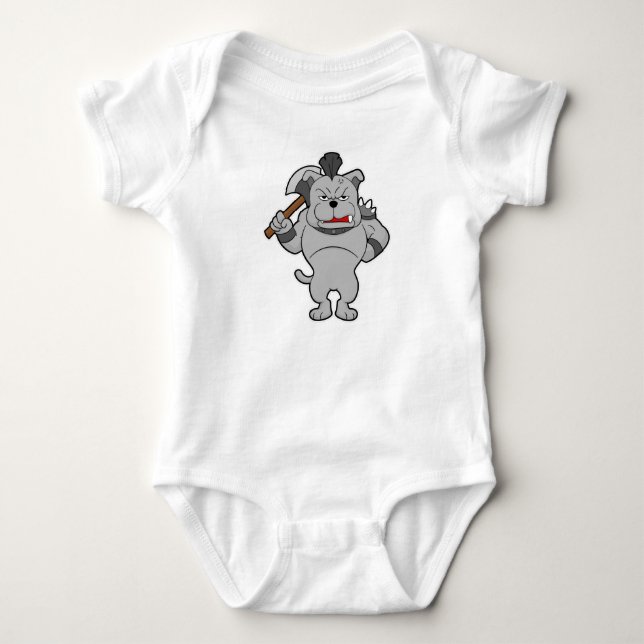 Dog as Warrior with Ax Baby Bodysuit (Front)