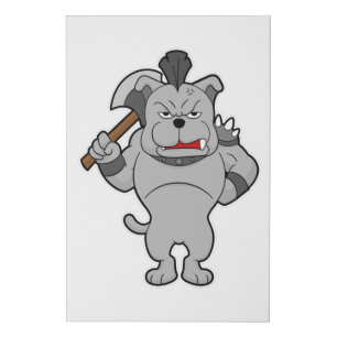 Dog as Warrior with Ax Faux Canvas Print