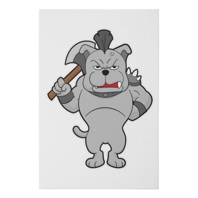 Dog as Warrior with Ax Faux Canvas Print (Front)