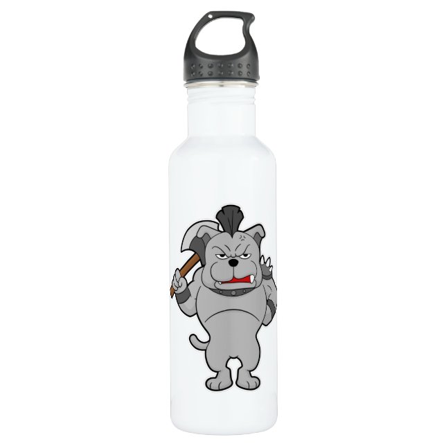 Dog as Warrior with Ax Stainless Steel Water Bottle (Front)