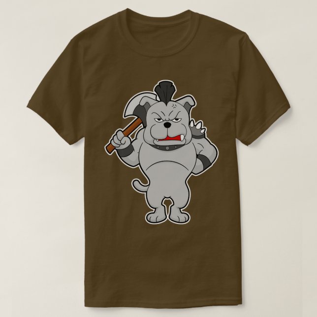 Dog as Warrior with Ax T-Shirt (Design Front)