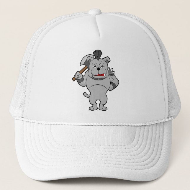 Dog as Warrior with Ax Trucker Hat (Front)