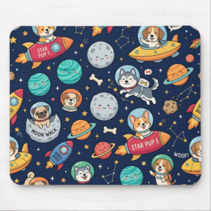 Dog Astronaut Mousepad – Space Rocket Design