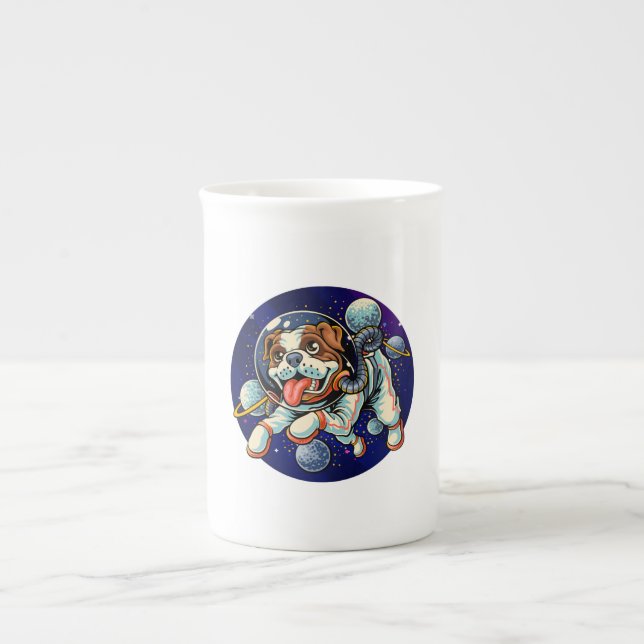 Dog Astronaut, space dog Bone China Mug (Front)