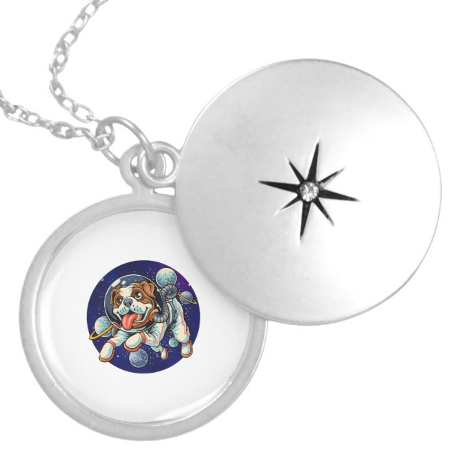 Dog Astronaut, space dog Locket Necklace (Front)