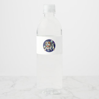 Dog Astronaut, space dog Water Bottle Label