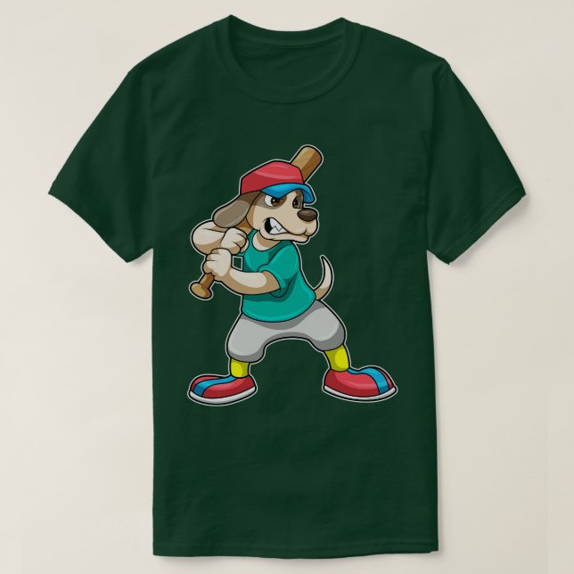 Dog at Baseball with Baseball bat 1 T-Shirt (Design Front)