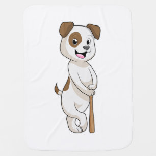 Dog at Baseball with Baseball bat Baby Blanket