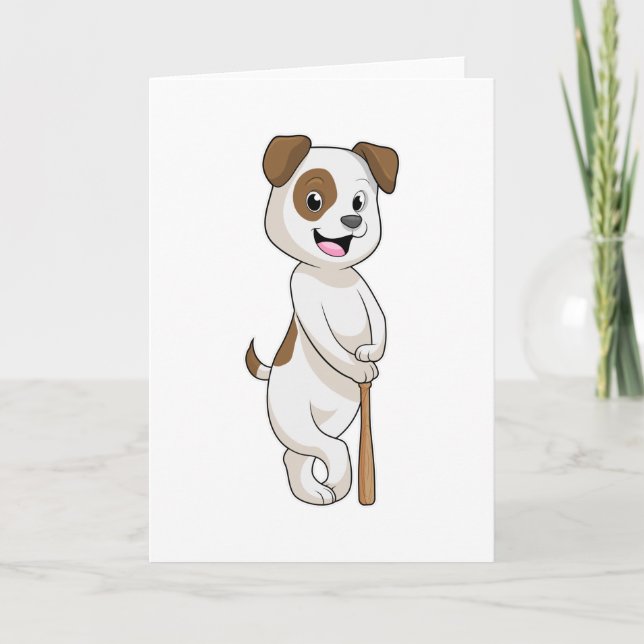 Dog at Baseball with Baseball bat Card (Front)
