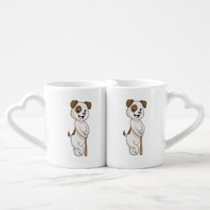 Dog at Baseball with Baseball bat Coffee Mug Set