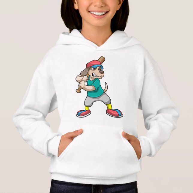 Dog at Baseball with Baseball bat Hoodie (Front)