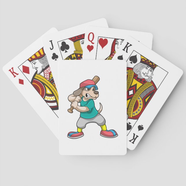 Dog at Baseball with Baseball bat Poker Cards (Back)
