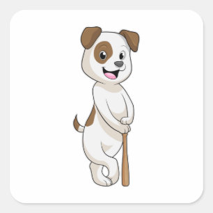 Dog at Baseball with Baseball bat Square Sticker